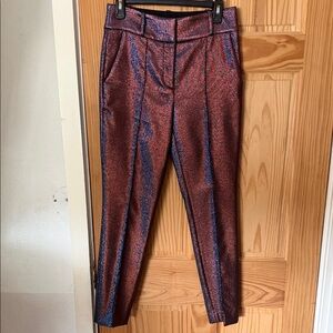Veronica Beard Metallic Skinny Pants - Red and Blue